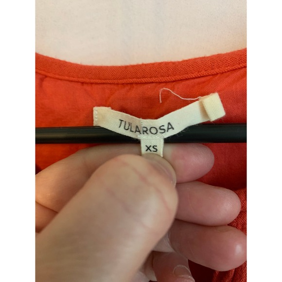 Tularosa Boho Pleated Embroidered Burnt Orange XS Womens Long Sleeve Lined Dress - Picture 5 of 9